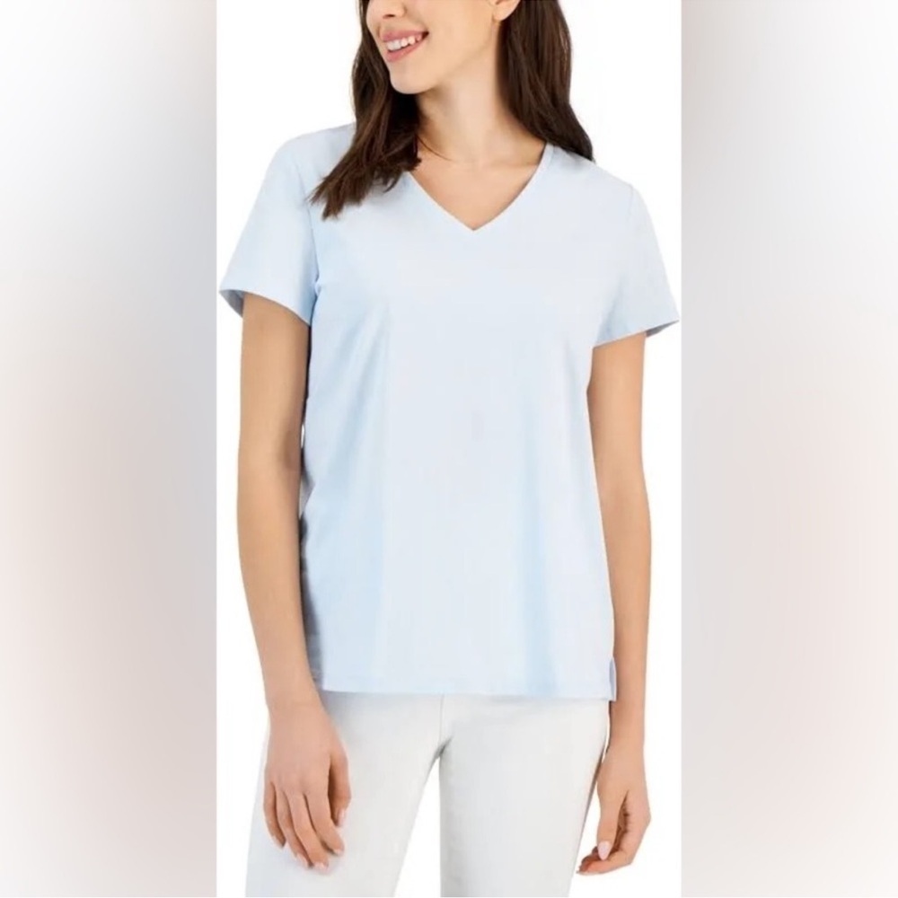 Charter Club V-Neck Short-Sleeve
Sleepwear Top Light Blue Size XS NWT